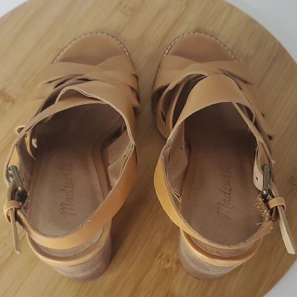 Madewell The Cindy Sandal Woven Leather Slingback Block Heel Sandals Size 7 - Picture 5 of 13